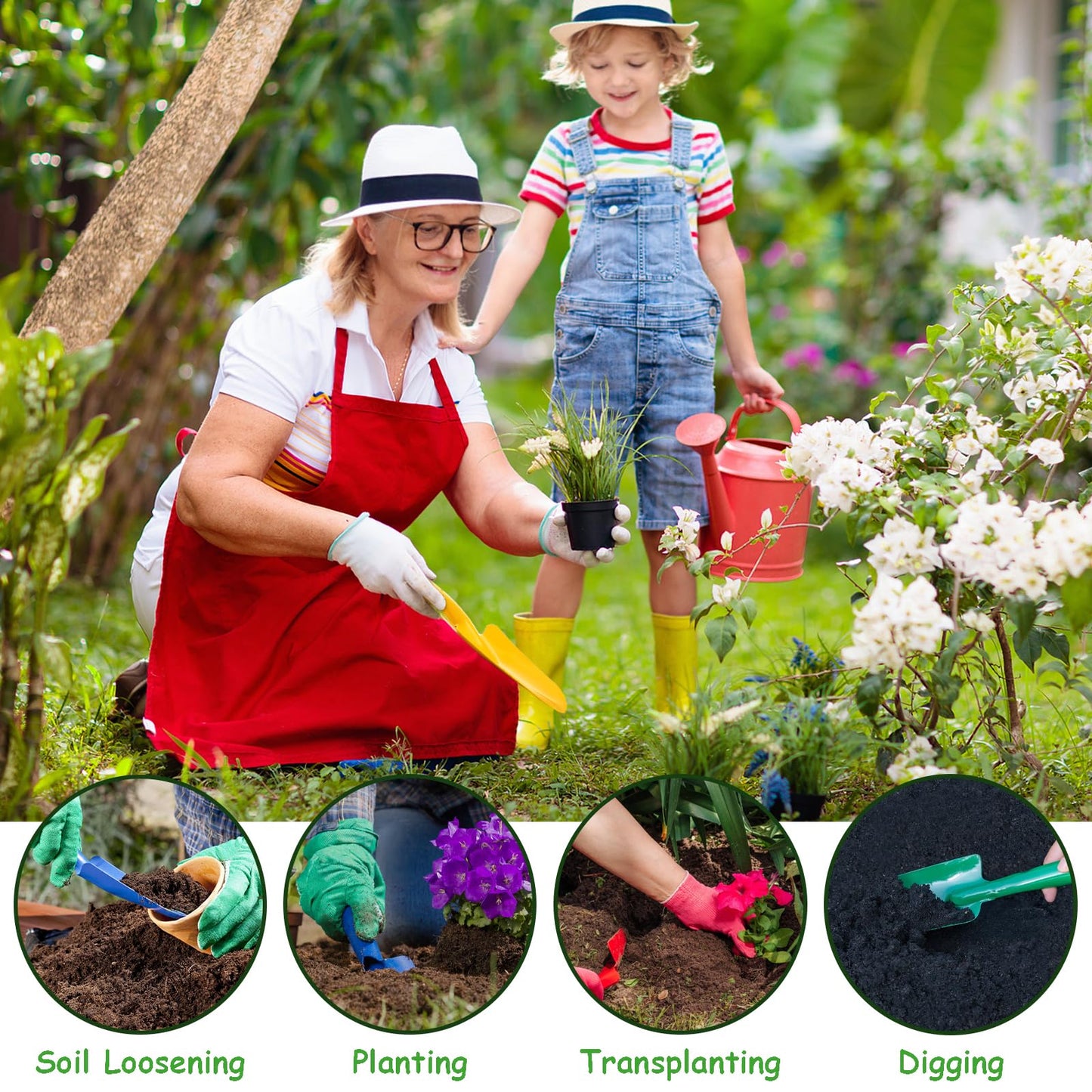 Nicunom 10 Pack Colorful Metal Hand Shovels, Garden Trowel Set Small Gardening Hand Tools for Soil Planting Digging Transplanting, 5 Colors