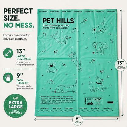 Heavy Duty Compostable Dog Poop Bags – 270 Count, Extra Thick 20 Micron, Leakproof & Unscented, Fits All Dispensers, Plant-Based Cornstarch, TÜV OK Compost HOME Certified