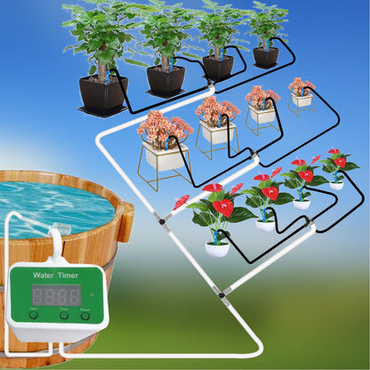 Automatic Plant Waterer Indoor, Potted Plant Drip Irrigation Kit for 12 Pots USB Rechargeable Flower with Tee Joints and Tubes