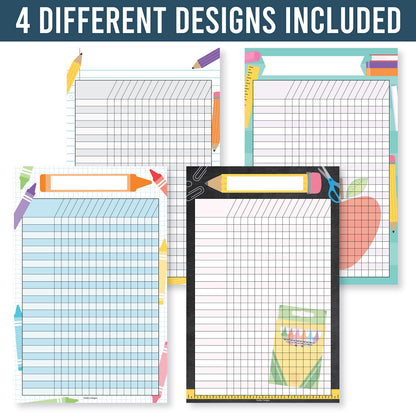 Attendance Chart for Classroom Management - 4 Incentive Chart for Classroom Essentials, 11x17 Student Behavior Charts and Homework Tracker, Teachers Class Attendance and Assignments Log