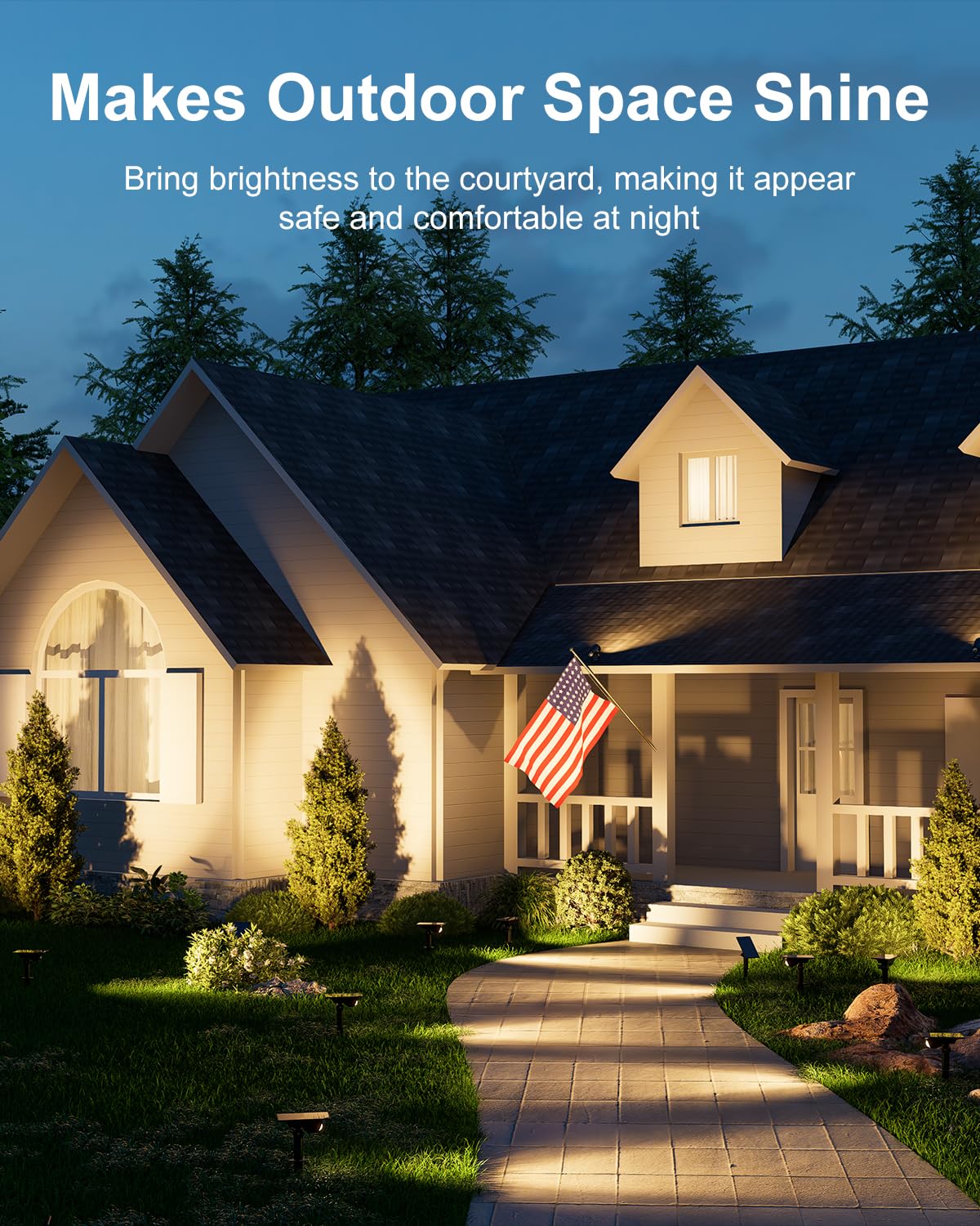 6 Pack Solar Power Spot Lights Outdoor Waterproof LED Dusk to Dawn Landscape Spotlight for Outside Yard, Tree, Flag, Yard, Garden, Statues, 3 Modes, 18 Hours Accent Ambient Lighting - Warm White