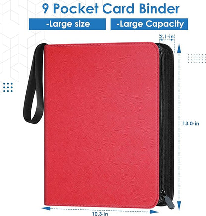 900 Pockets Card Binder, Trading Card 9 Pocket Durable Card Holder Album, Baseball Card Protectors for MTC,TCG, Game Cards, Sports Cards (Red)