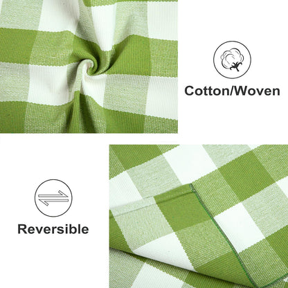 Green and White Outdoor Rug 27.5''X 43.3'' Buffalo Checked Porch Rug Cotton Woven Washable Layering Door Mat for Welcome Door Mat Porch Entryway Bedroom Living Room