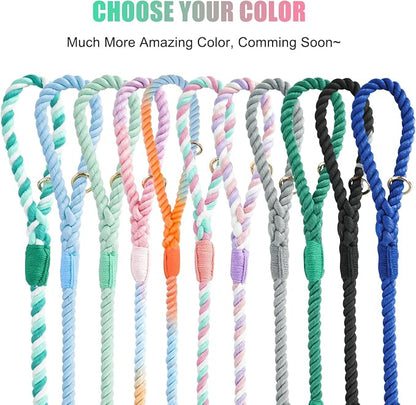Dog Leash 6 FT Handmade Braided Cotton Rope Leashes for Small Medium and Large Dogs, New Golden Heavy Duty Metal Clasp, Cherry Blossom Pink