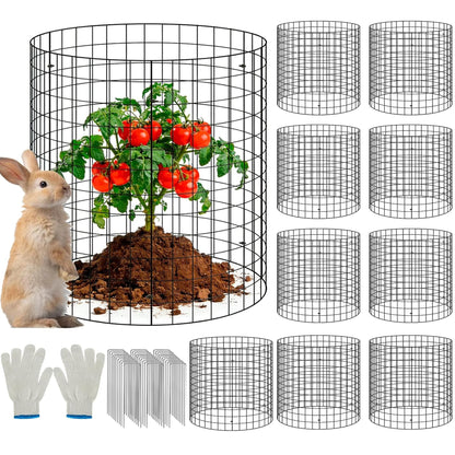 30Pcs Plant Protector from Animals, 10 Pack Metal Wire Plant Cages for Garden, 13" H x 16" D Plant Protection Cage with Ground Stakes for Tomatoes, Vegetables, Flowers Rabbit & Squirrel Barrier