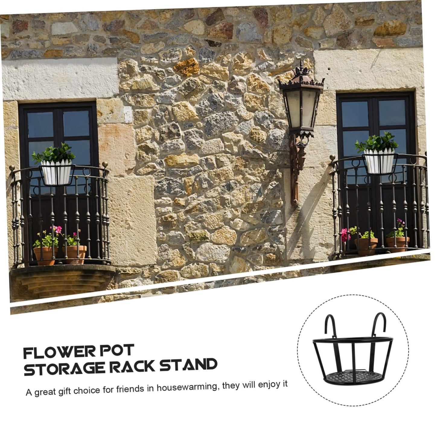 Healifty 2pcs Iron Hanging Flower Pot Stand Plant Holder Rack for Balcony Patio Indoor Outdoor Home Decor
