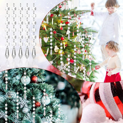 100 Pcs Acrylic Hanging Crystals for Centerpieces Chandelier Clear Crystal Garland Strands Ornament Acrylic Clear Beads Prisms Pendant for Christmas Tree Window Home Decoration(Icicle)