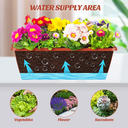 CADUKE Railing Planter Boxes Deck 2 Pack Railing Flower Box with Adjustable Bracket 17 Inch Window Boxes Rectangle Window Deck Hanging Planters Boxes for Outdoor Patio, Red