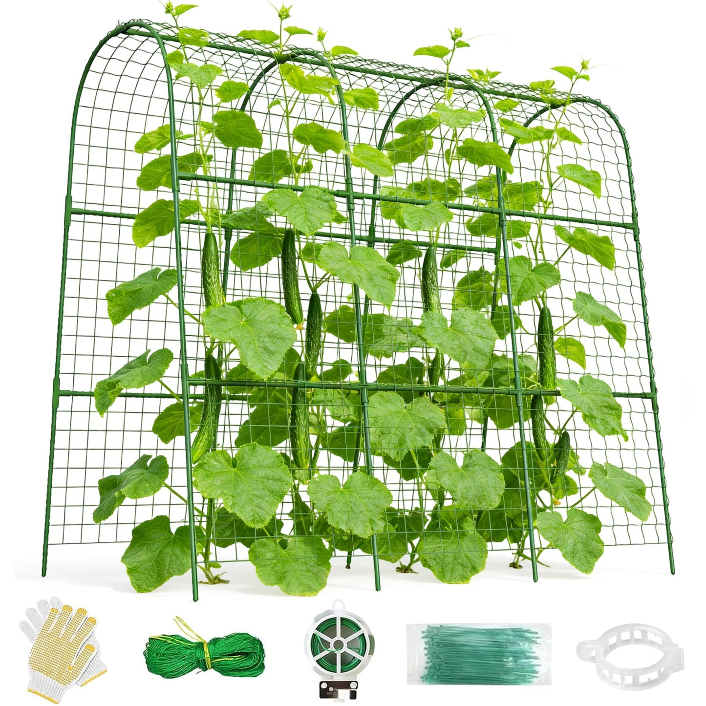 Cucumber Trellis for Raised Bed 48" L x 48" H U-Shape Garden Trellis for Climbing Plants Outdoor, Metal Arch Trellis for Vegetables, Plant Support for Tomato Pea Zucchini Grape Flowers