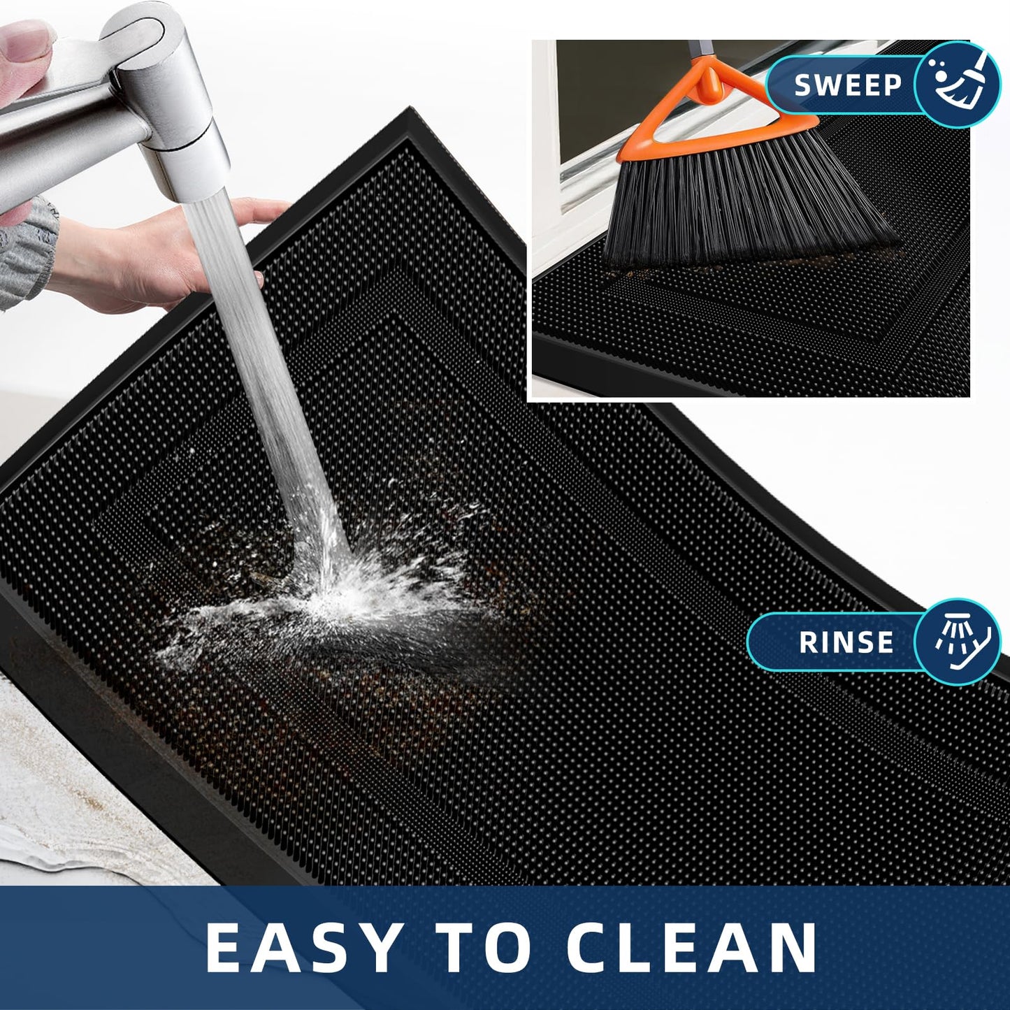 BEHERO Front Door Mat Outside Entrance, 36" x 17" Heavy Duty Rubber Outdoor Mats Enlarged for Entryway, Welcome Matt Outdoor, Dirt Trapping Waterproof
