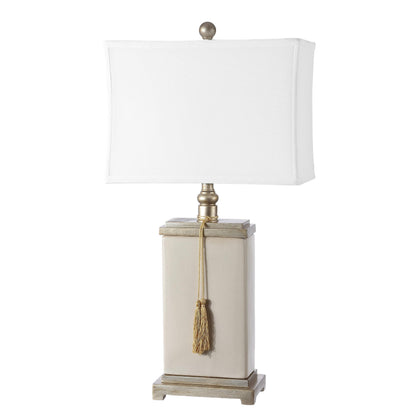 SAFAVIEH Lighting - Amiliana 32-Inch Tassel Table Lamp - Cream - Transitional Ceramic Design - Ideal for Living Room, Bedroom, Entryway, Home Office - LED Bulb Included (LIT4000A)