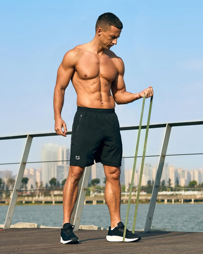 G Gradual Men's Athletic Running Shorts with Zipper Pockets Quick Dry 7"/ 5"/ 9" Workout Gym Shorts for Basketball Hiking(Black,7XL)