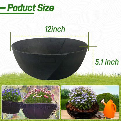Sumloty 4 Pack 12 Inch Fabric Planter Basket Liner- Felt Flower Pot Liners Replacement Coco Fiber Liner for Hanging Basket Flowers Round Hanging Basket Liners Prevent Birds from Nesting