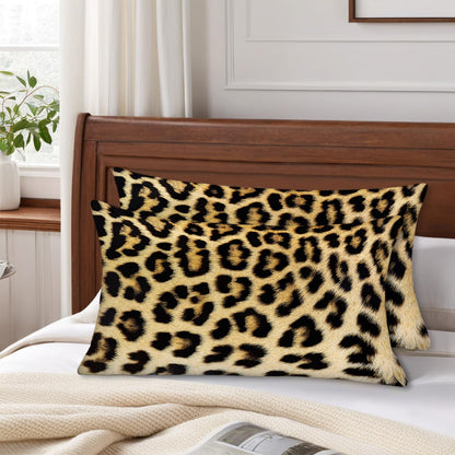 Kerton Stork Cheetah Throw Pillow Covers 12X20 Set of 2, Leopard Lumbar Decorative Throw Pillows for Couch Bed- Long Soft Washable Animal Print Throw Pillow Cases for Sofa Bedroom Dorm, Black Yellow