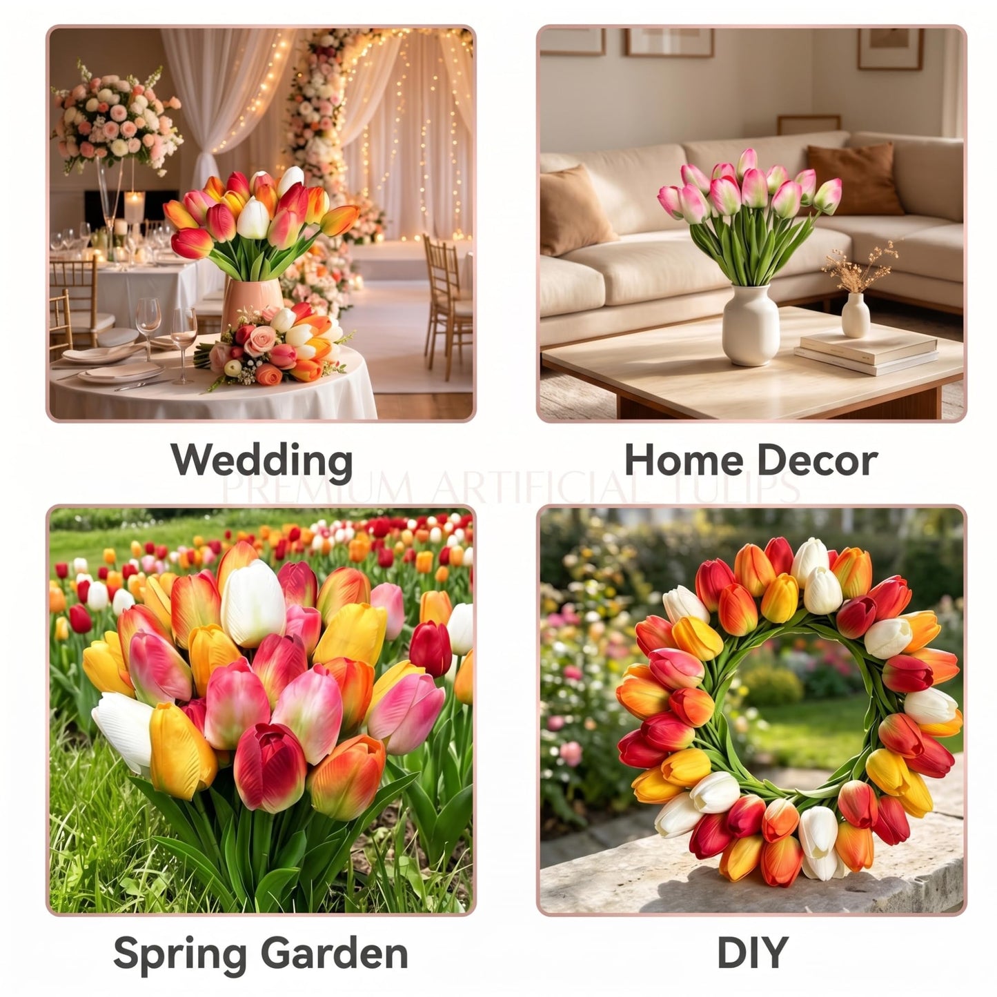 Livresse Orange Artificial Tulips for Vase, 48 Faux Tulip Flowers for Fall Centerpiece, Autumn Home Decor, Thanksgiving Table Arrangement & Rustic Farmhouse Decorations