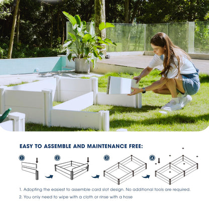 PASAMIC 8x4x1ft Vinyl Raised Garden Bed, Rust-Proof Outdoor Planter Box for Gardening, Durable Raised Plant Box with Open Bottom, DIY Above Ground for Fruit, Vegetables, Herbs