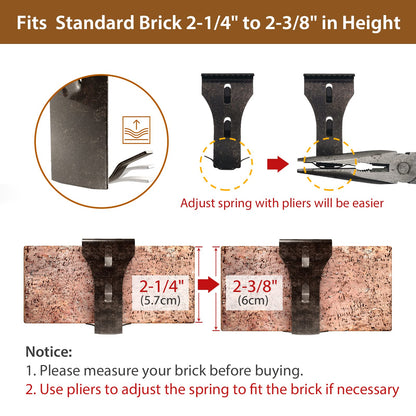 Booda Brand Brick Hook Clips (12 PCS) for Hanging Outdoors, Brick Hangers Fit Standard Size Brick 2-1/4" to 2-3/8" in Height, Heavy-Duty Brick Siding Clips Wall Hangers for Hanging No Drill and Nails