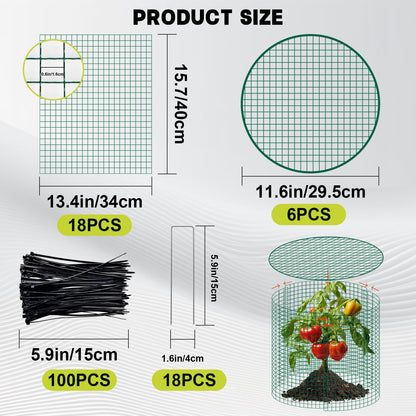 succulentlovers 6 Packs 13"x 16" Wire Plant Protector from Animals, Plant Protector Cages with Detachable Covers & Zip Ties & Stakes, Chicken Wire Plant Covers for Flower and Vegetables Protection