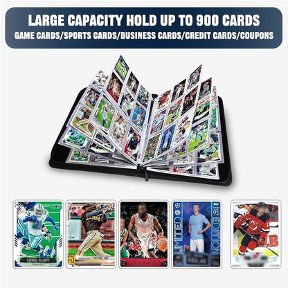Sports Card Binder 9 Pocket Trading Card Binder 900 Pockets Double Sided Pockets Football Card Binder for Baseball Basketball Hockey Card Game Card and Other TCG Collection Storage Album
