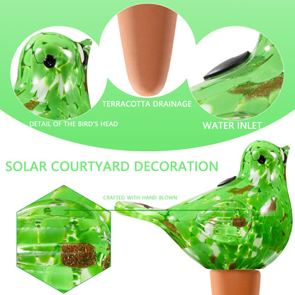 Naboher Glass Bird Shaped Plant Watering Ball Glass Automatic Watering Ball Flower Pot Insertion Spike Drip Irrigation Device Watering Ball Irrigation System Plant Enthusiast Gift (Green)