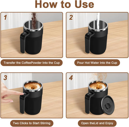 Lanchic Self Stirring Mug,Self Stirring Coffee Mug,Suitable for Coffee, Milk, Cocoa and Other Beverages (Black)