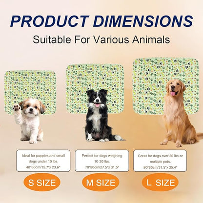 Puppy Pads with Pheromones, Washable Pee Pads for Dogs Potty Training, Reusable Dog Mat with Pet Hair Removal Gloves for Playpen, Crate, Whelping Box (Green,M)