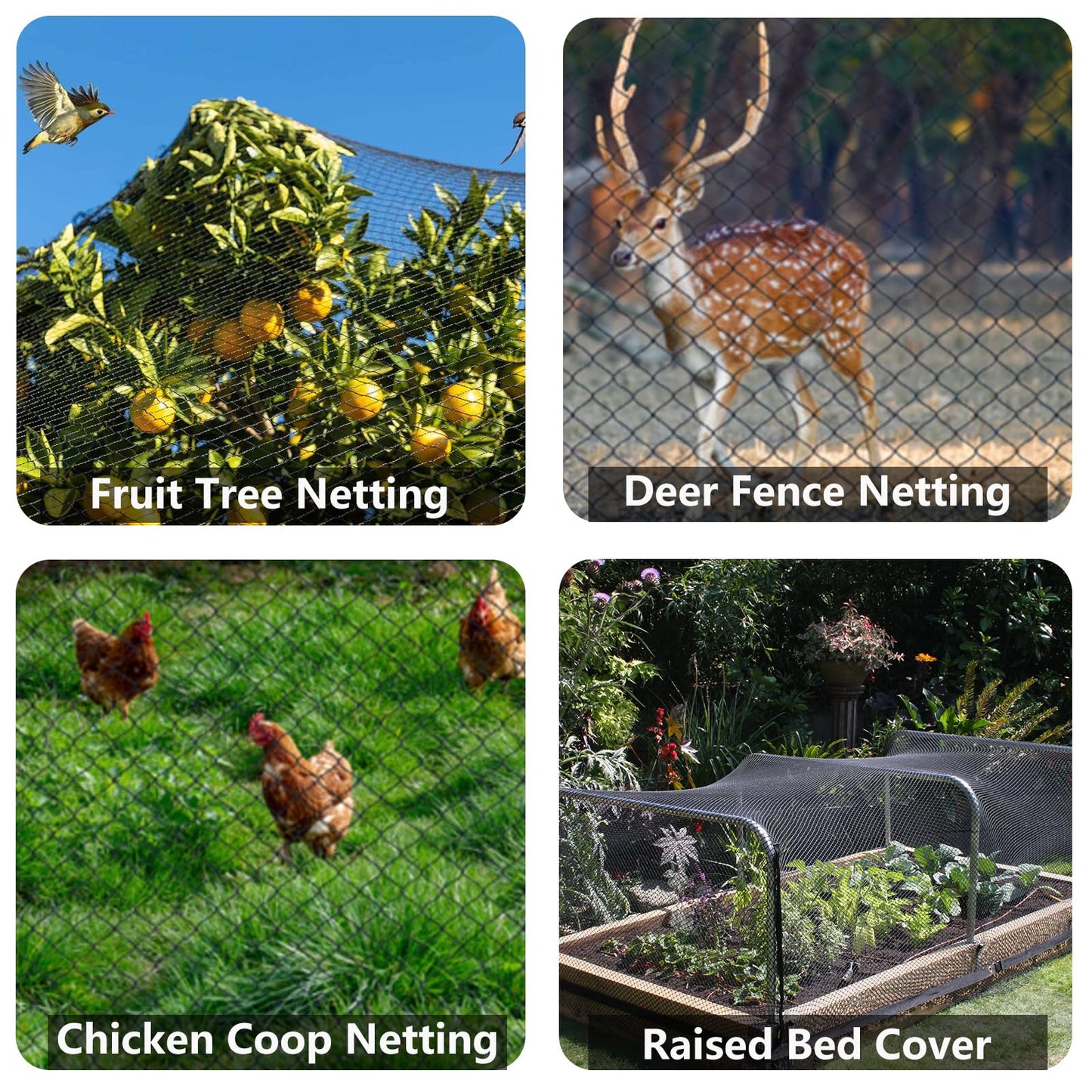 25x50ft Bird Netting, 1 inch Mesh, Heavy Duty Garden Netting for Fruit Trees, Blueberry Bushes, Vegetables, Extra Strong Woven Mesh Against Birds, Deer, Squirrels, Poultry and Other Animals