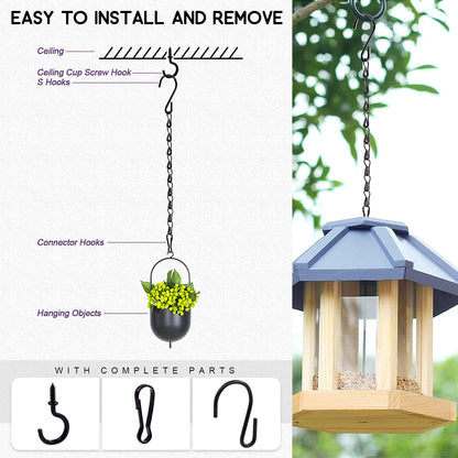 Swpeet 15Pcs Black 9.5 Inch Garden Plant Hangers Hanging Chain Assortment Kit, Garden Plant Hangers Hanging Basket Chains for Decorative