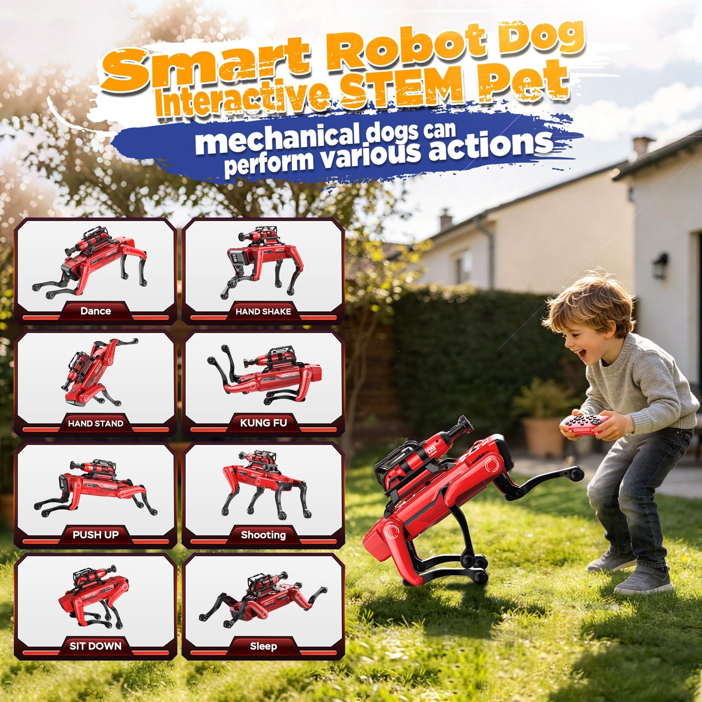 TUEESN Smart Robot Dog - Interactive STEM Toys with Voice & Remote Control, 30+ Lifelike Actions, Programmable Play, 25m Range, Durable & Safe - Best Gift for Kids 3-10 (Firefighting Edition)