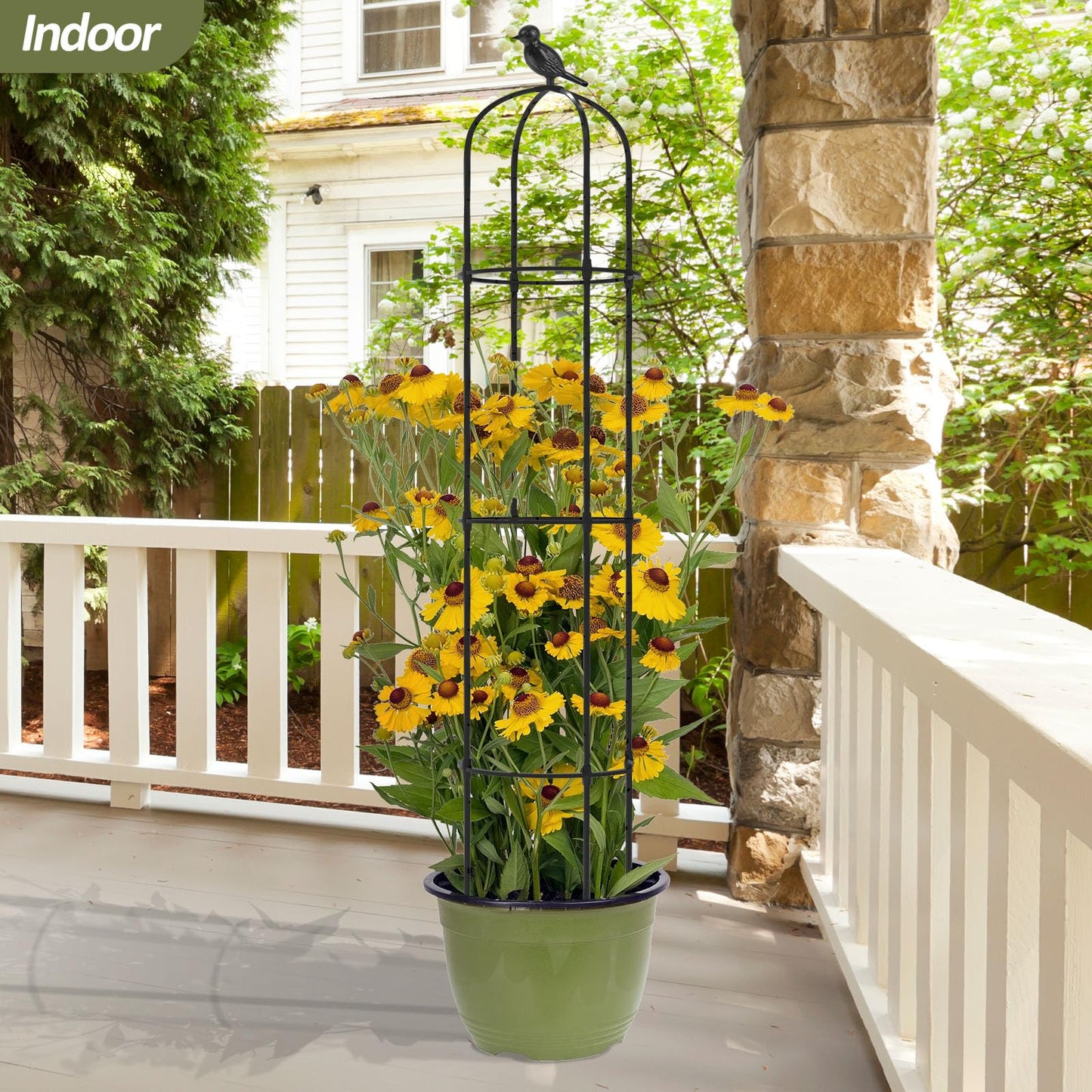 Trellume Garden Obelisk Trellis for Climbing Plants Outdoor - 69"(H), Rustproof Trellis with Adjustable Rings, Metal Plant Support for Potted Vines, Garden Trellis Use for Outdoor or Indoor(1 Pack)
