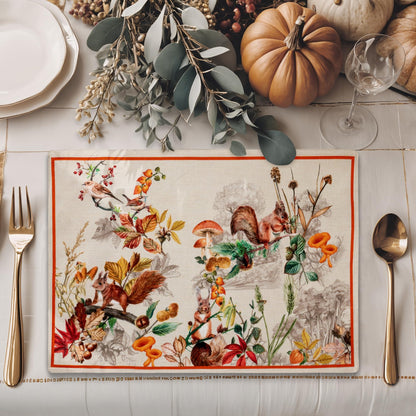Maison d' Hermine Placemats Set of 4 100% Cotton Washable Cloth Place Mats, Reusable Table Mats for Thanksgiving Christmas Decorations Kitchen Dining Party Wedding Restaurant (Recolte, 13" x 19")