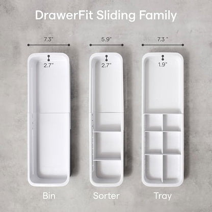 YouCopia DrawerFit® Sliding Drawer Bin, Expandable and Adjustable Kitchen Storage Organizer, Speckled White