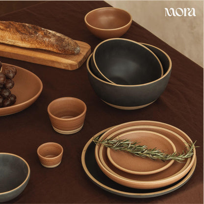 Mora Micro Ramekins Set of 4, 6oz Ceramic Pottery Baking Dishes - Microwave, Oven and Dishwasher Safe - Terracotta