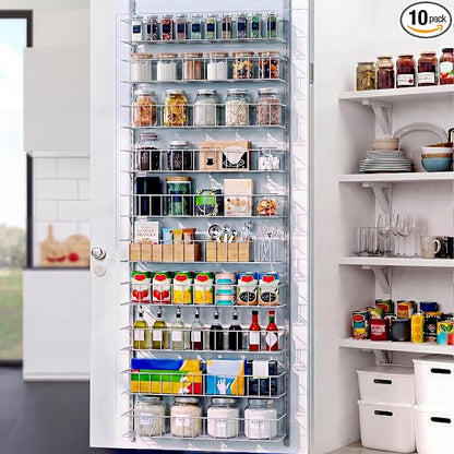 ElegantArray 10-Tier Pantry Door Oragnizer, Over The Door Pantry Organizer Rack and Storage, Hanging Spice Rack Shelves Door, Home Office Laundry Room Bathroom & Kitchen Organization, Light Gray