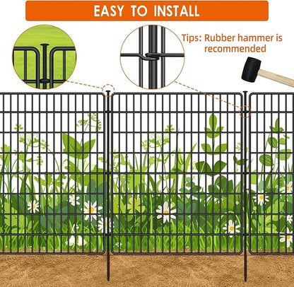 15 Panels No Dig Fence, 32 in(H) X 36 ft(L) Garden Decorative Fence Animal Barrier for Dogs, Rustproof Metal Garden Edging Border for Outdoor, Yard, Patio, Black