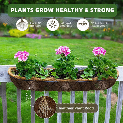Fansile 30 inch 3 Pack Trough Coco Liners, Natural Coconut Coir Fiber for Wall Basket Planters, Window Box Liners, Garden Planter Baskets, Fence Flower Baskets