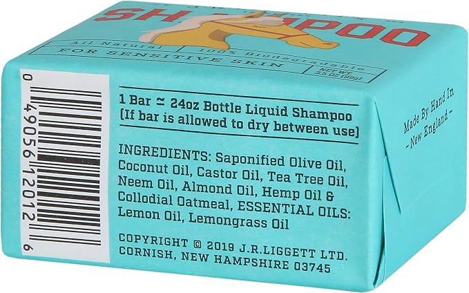 J.R.LIGGETT'S Horse Shampoo Bar, Natural Mane and Tail Cleanser Bar, Hypoallergenic Equine Formula Gently Deep Cleans and Relieves Dry, Sensitive and Itchy Skin, Detergent-Free, 3.5 oz