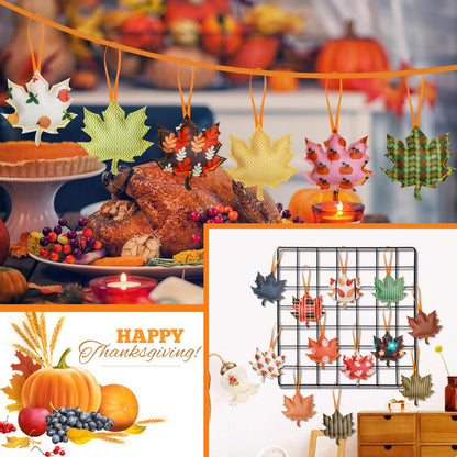 36 Pcs 3D Felt Maple Leaf Ornaments Thanksgiving Tree Decorations Fall Ornaments with Tree Felt Leaves Maple Fall Decorations for Home Autumn Decoration