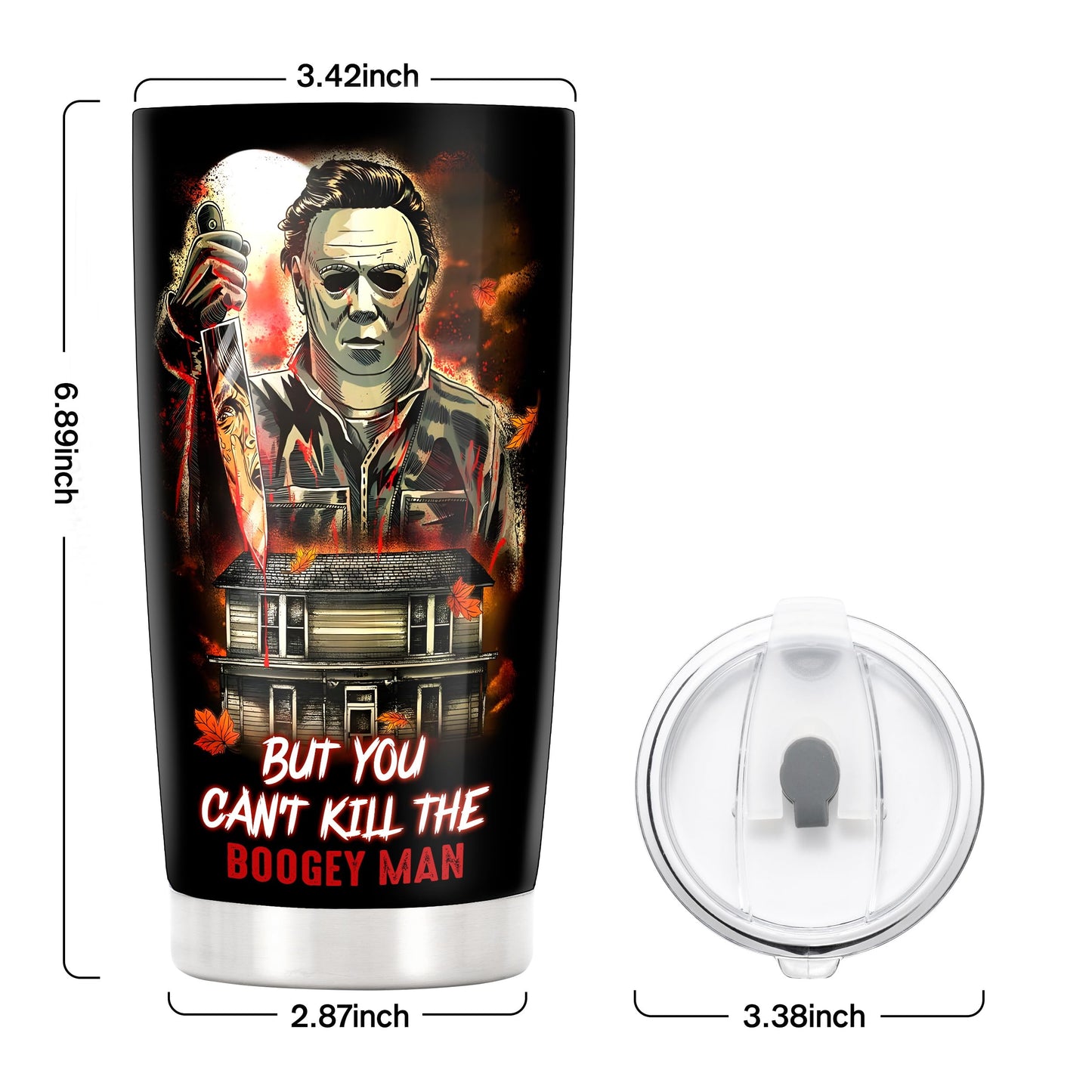 Keraoo 20oz Horror Tumbler, Gift for Men & Women - Halloween Mug & Cup - The Boogey Man Decoration