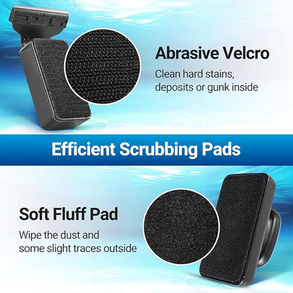Yaubay Aquarium Magnet Glass Cleaner, Magnetic Fish Tank Cleaner with Algae Scraper, Double Sided Cleaning Scrubber Brush with Handle, Titanium Blade, Self-Floating, Fit Max 1/4" Thick Glass, Medium