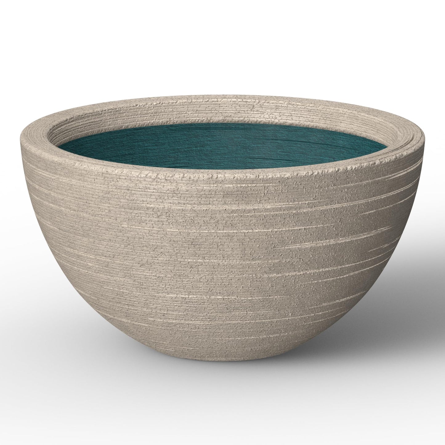 Kante 16.9 Inch Dia Concrete Planter, Round Bowl Design Garden Pot for Indoor Outdoor Plants, Modern Flower Pot with Drainage Hole, Weathered Concrete Finish with Painted Interior