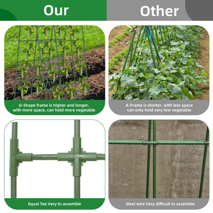 65"×50" Cucumber Trellis for Raised Bed,Tall Metal Arch Garden Trellis for Climbing Plants Outdoor,Vegetables,Plant Support Peas,Fruit,Flower,Grape,Tomato, Bean