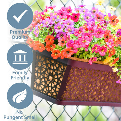 EIMQUVW 2 Pack 24" Railing Planter Window Box Deck Balcony Rail Planter Black Metal Flower Basket Horse Trough Planters with Coco Fiber Liner for Porch Fence Patio Outdoor