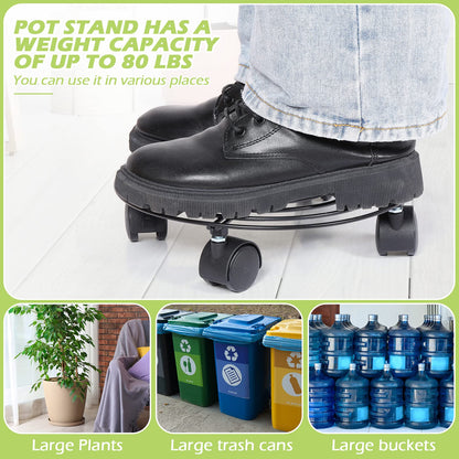 Zopeal 8 Pack Plant Stand with Wheels Heavy Duty Metal Plant Stand Rolling Dolly with Casters Round Flower Pot Rack with 8 Pcs Plastic Saucers for Indoor Outdoor Patio Garden(10.6 Inch,Black)