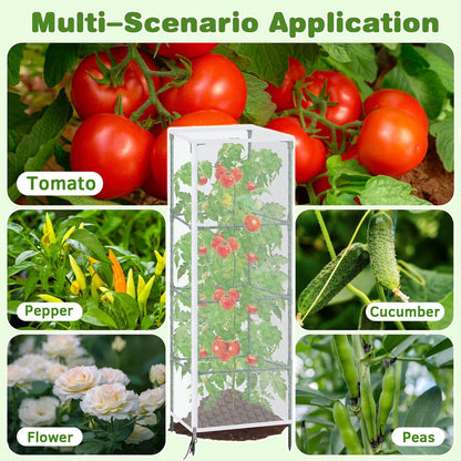 3 Pack Tomato Netting for Garden Protection, 59x18x18 inches Ultra-Fine Mesh Plant Netting Cover for Square Tomato Cage, Bird,Pest & Small Animal Barrier with Zipper & Drawstring