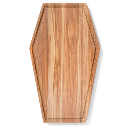 Large Coffin Charcuterie Board - Gothic Acacia Wood Coffin Shaped Cutting Board 17x10.5inch, Halloween Wooden Serving Tray, Goth Platter, Spooky Decor Gifts