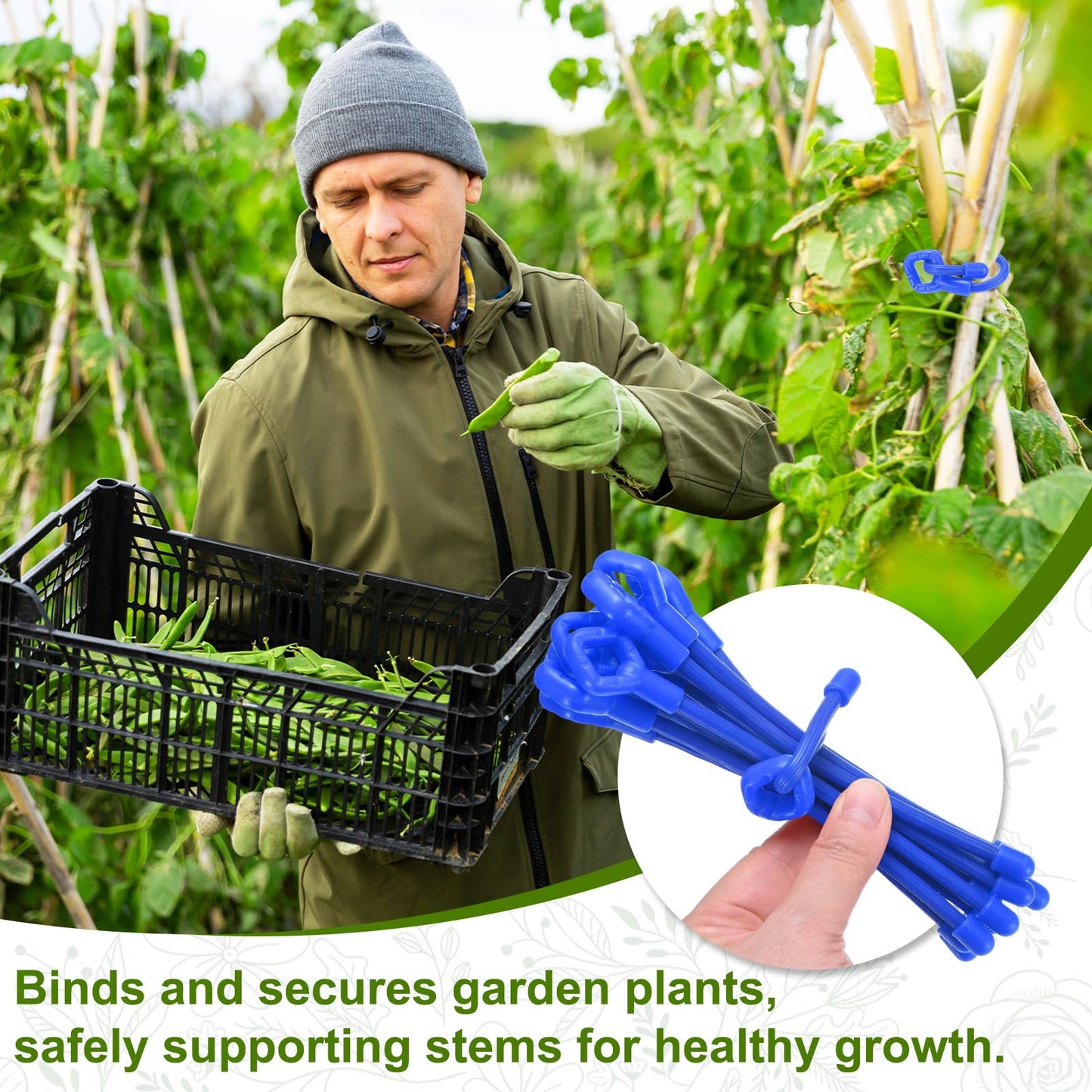 M METERXITY 12-Pack Adjustable Plant Ties, 6inch/15.24cm Silicone Flexible Multi-Function Sturdy Garden Twist Tie for Plant Support/Tree/Shrub/Vine, Reusable Support Twine [Blue]