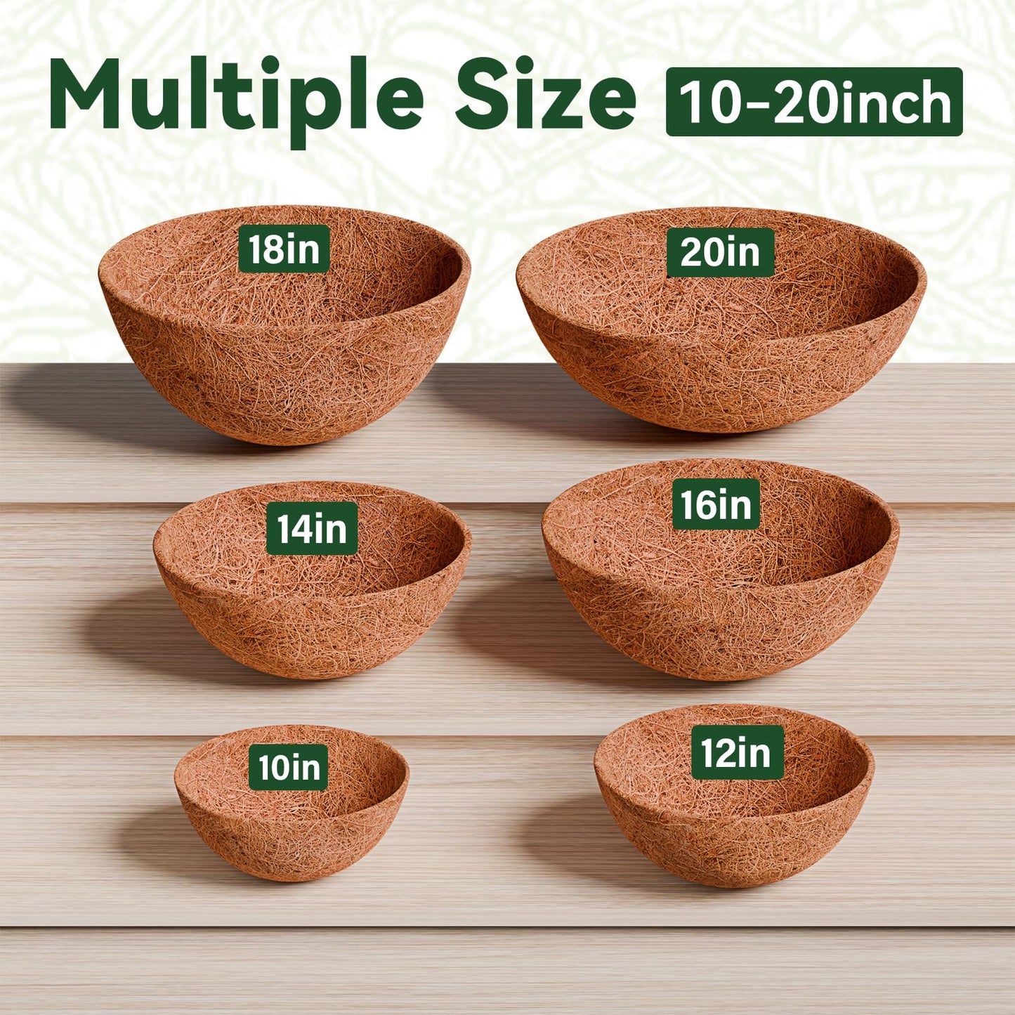 ZeeDix 4 Pack 14 Inch Coconut Liners for Planters, Round Hanging Basket Liners Natural Coco Coir Replacement Liner for Flowers Vegetables Patio Porch Garden Decor
