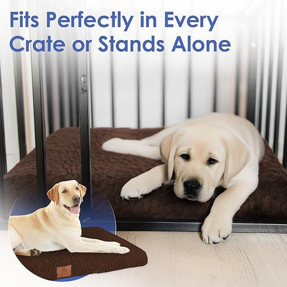 AMERICAN KENNEL CLUB Orthopedic Memory Foam Dog Crate Mat, Egg Crate Foam Cushion, Washable Cover, Non-Slip Base, Eases Joint Pain, Breathable, Durable, 42x27, Brown