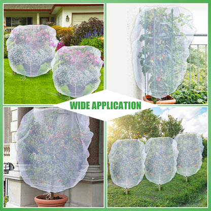 6 Pack Insect Bird Netting Cover - 4x5FT Garden Netting Blueberry Bushes Plant Covers with Drawstring, Fine Mesh Fruit Tree Net for Protecting Lemon Orange Large Plants from Barrier Squirrel Deer